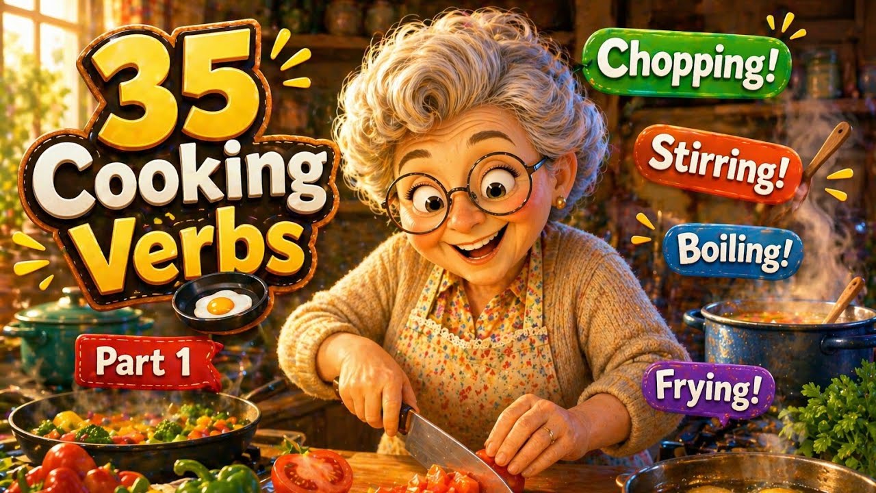 35 Cooking Verbs in English 🍳 | Learn English Through Cooking | Part 1