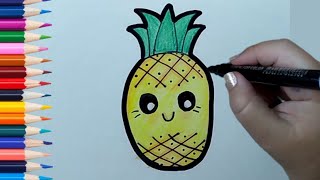ABACAXI FOFO | como desenhar abacaxi | como colorir #comodesenhar