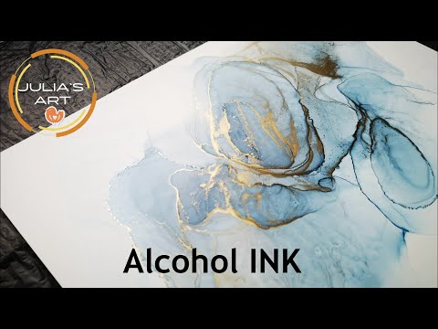 Абстрактная голубая картина * Алкогольные ( спиртовые ) чернила * Alcohol INK