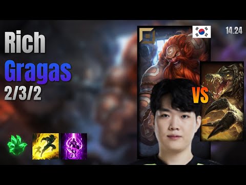 Rich Top Gragas vs Renekton lol KR solo rank Full Game 14.24 | 리치 그라가스 vs 레넥톤