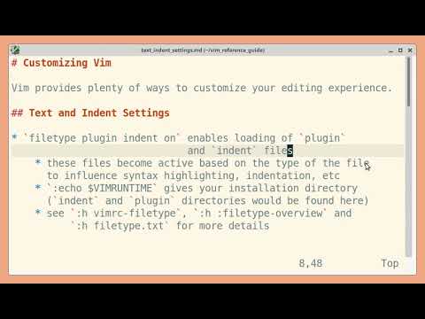 Customizing Vim: text and indent settings