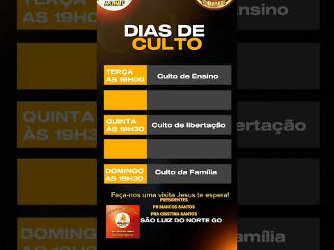 PROGRAMAÇÃO SEDE ASSEMBLÉIA DE DEUS MINISTÉRIO DO FOGO NA CIDADE DE SÃO LUIZ DO NORTE GO