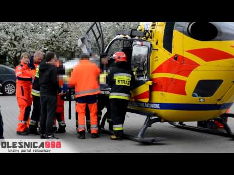 15.04.2017 - Poważny wypadek na Dobroszyckiej. Na miejscu lądował śmigłowiec LPR