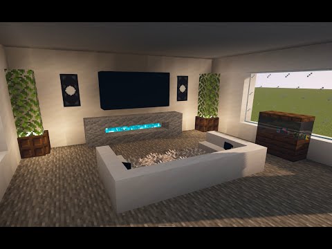 Minecraft modern living room interior tutorial