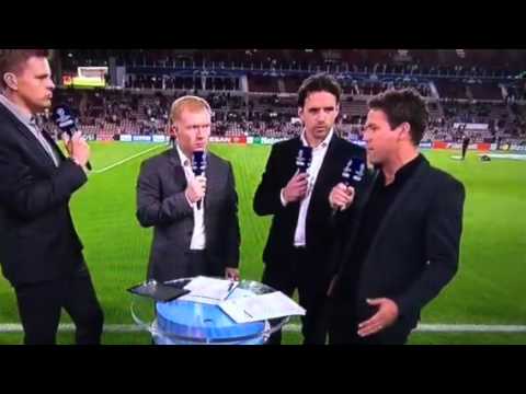 Giggs curls ball onto Scholes foot during interview