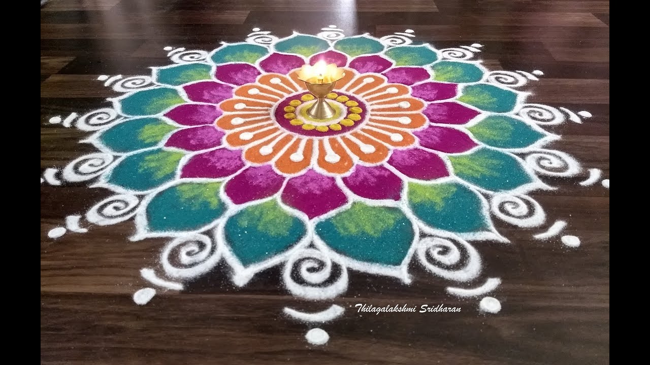 Freehand rangoli design for diwali by thilagalakshmi sridharan