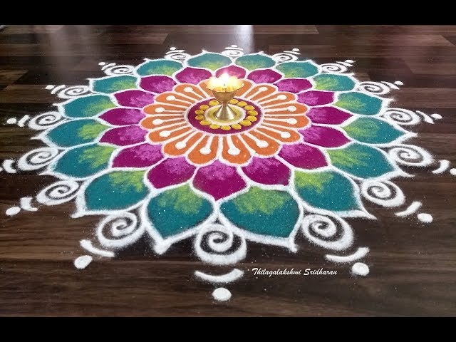 Freehand rangoli design for diwali by thilagalakshmi sridharan