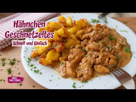 Hähnchen Geschnetzeltes mit Zwiebelrahmsauce - einfach und lecker - Mittagessen Rezept