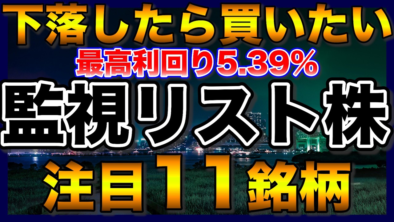 【高配当株】下落したら買いたい監視リストの注目11銘柄【配当金】【不労所得】