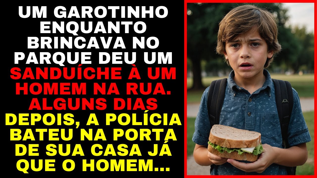 Um garotinho deu um SANDUÍCHE à um HOMEM DE RUA, dias depois,a POLÍCIA BATEU na PORTA de SUA CASA...