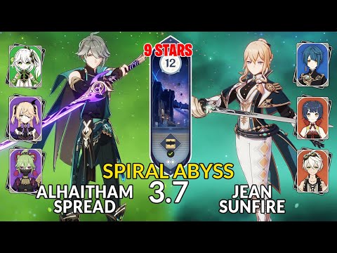 New 3.7 Spiral Abyss│Alhaitham Spread & Jean Sunfire |Floor 12 - 9 Stars| Genshin Impact