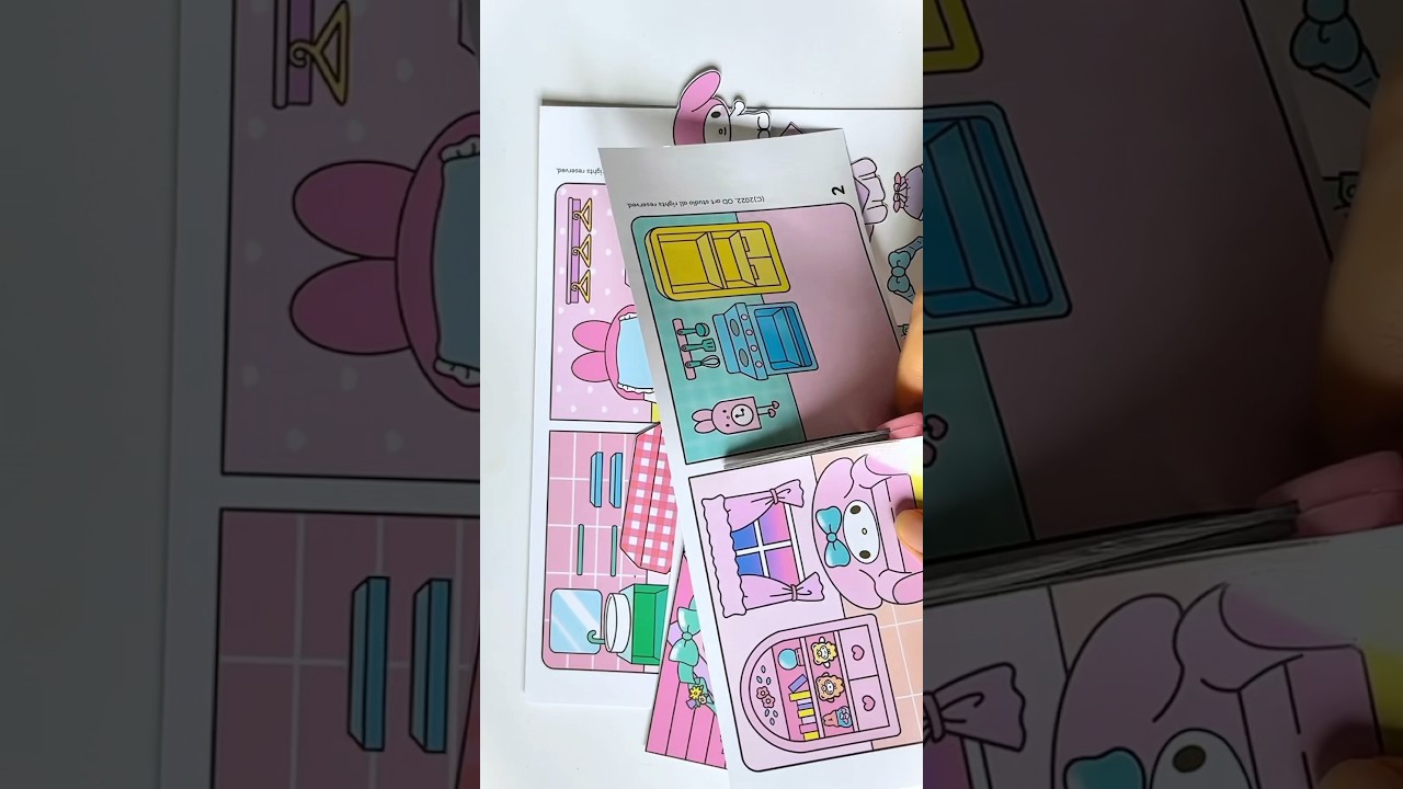 DIY paper doll house. my melody quiet book house #asmr #diy #craft #mymelody #sanrio #papercraft