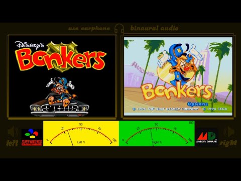 Bonkers Super Nintendo vs Bonkers Mega Drive/side by side comparison graphics
