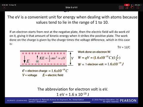 ENGR 170 / MSCI 201 Energy in electron volts and example calculations
