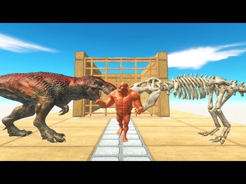 SKELETON AND RED T-REX VS UNIT | ANIMAL REVOLT BATTLE SIMULATOR
