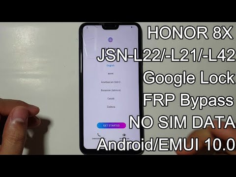 HONOR 8X FRP/Google Account Lock Bypass Android/EMUI 10.0.0/NO SIM DATA/NONOR FRP JSN-L22/-L21/-L42