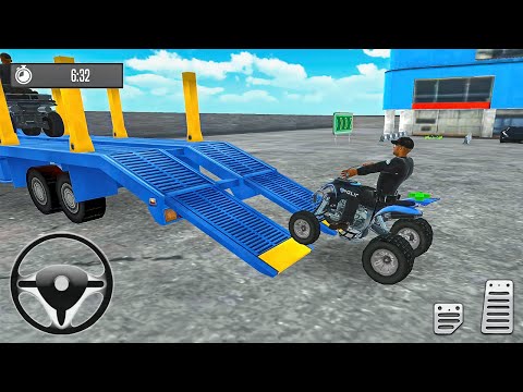 Transporting Police ATV Bike in Long Trailer Truck - Airplane Car Transporter #2 - Android Gameplay