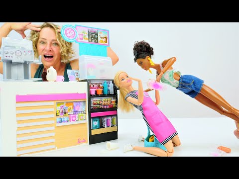 Puppen Video auf Deutsch. Barbie arbeitet als Barista. Spielspaß mit Barbie und Nicole