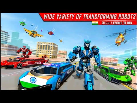 Flying limo car robot game in robot transforming games s police robot game Android/iOS - Gameplay