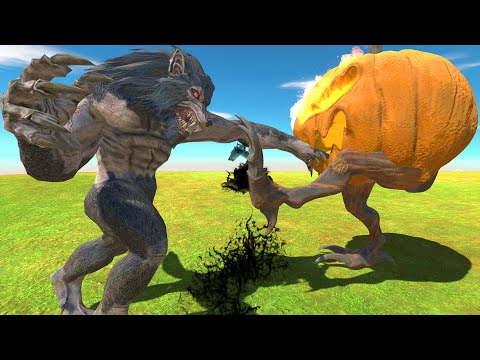 Halloween War - Pumkin Lantern Halloween vs Werewolves - Animal Revolt Battle Simulator