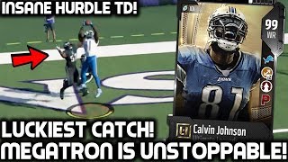 LUCKIEST CATCH! 99 CALVIN JOHNSON JR DESTROYING DEFENDERS! Madden 18 Ultimate Team