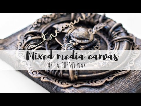 Mixed media canvas tutorial - Black gesso and Art alchemy wax -  Mixed media texture techniques