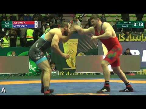 Round 2 FS - 97 kg: A. ALBOROV (AZE) df. Z. METREVELI (GEO) by TF, 10-0