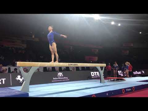 Kara Eaker USA BB podium training   2019 World Championships in Stuttgart