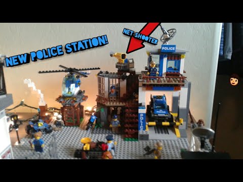 Lego City mountain police headquarters. This set has a net shooter        60174