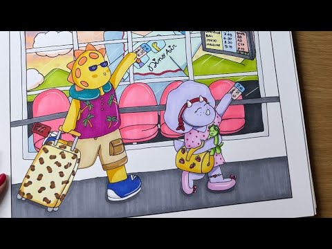 Disegno e colorazione in ASMR🖌️LIVE🦕 #16 Ora tocca a te - Dinosauri Fanno Cose Da Colorare in Estate