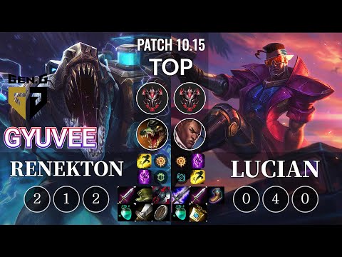 GEN gyuvee Renekton vs Lucian Top - KR Patch 10.15