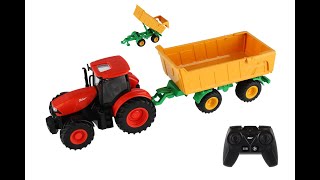 Traktor Zetor RC s valníkem plast 42cm 2,4GHz dobíjecí pack + baterie se zvukem v krabici