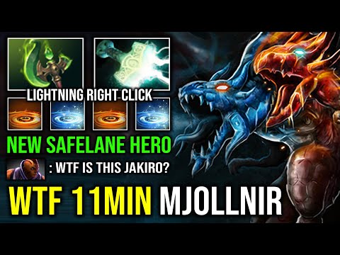 WTF 11MIN MJOLLNIR 100% Lightning Hybrid Right Click Carry Jakiro Even AM Can't Stand 1v1 Dota 2