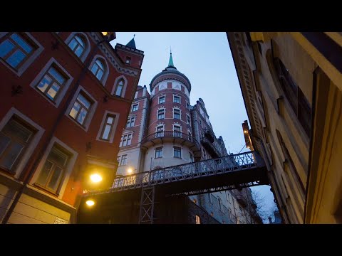 Stockholm, Sweden Night Walk - Södermalm District (slow walking)