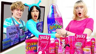 PINK vs BLUE TV Snack Battle!