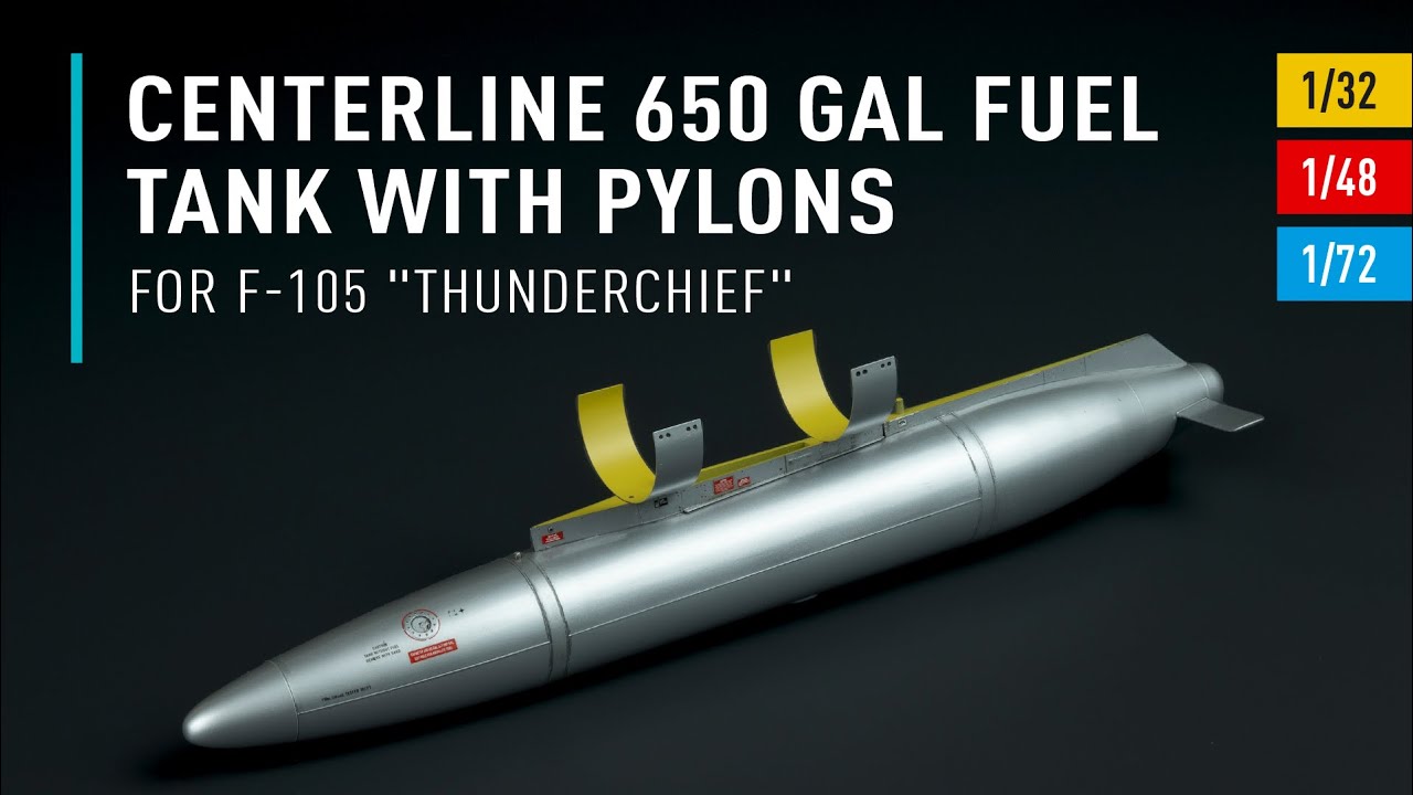 Centerline 650 gal fuel tank with pylons for F-105  (1/32, 1/48 and 1/72) by ResKit | Unboxing
