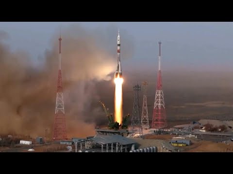 Video Thumbnail: Rocket takes off for ISS carrying two Russians and one American | AFP