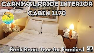 Carnival Pride Interior Cabin 1170: Bunk Room Tour for Families