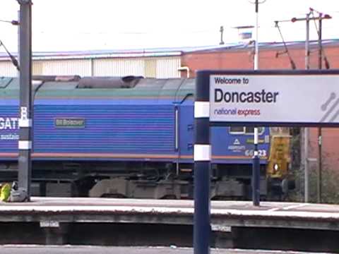 Unusual Freightliner, No 66623 'Bill Bolsover' is seen at Doncaster in Bardon Aggregates livery