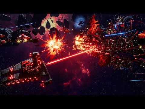 Tau Protector Fleet vs Orks - 4K Quality - Battlefleet Gothic Armada 2