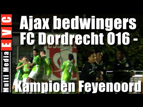 Ajax bedwingers Dordrecht O16 - kampioen Feyenoord | Doelpunt vanaf de aftrap ?