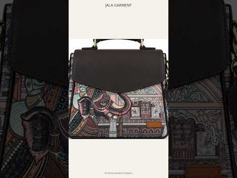 Handmade Elephant Print Top Handle Handbag with Shoulder Strap – JALA GARMENT video 5