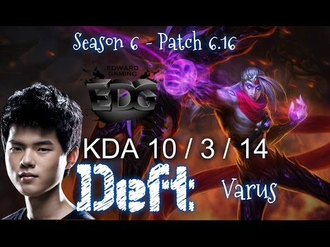 EDG Deft VARUS vs ASHE ADC - Patch 6.16 KR Ranked | League of Legends