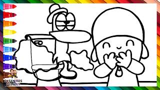 Desenhar e Colorir Pocoyo e Pato no Banheiro 👶🤢🚽🧻🦆💩 Desenhos para Crianças