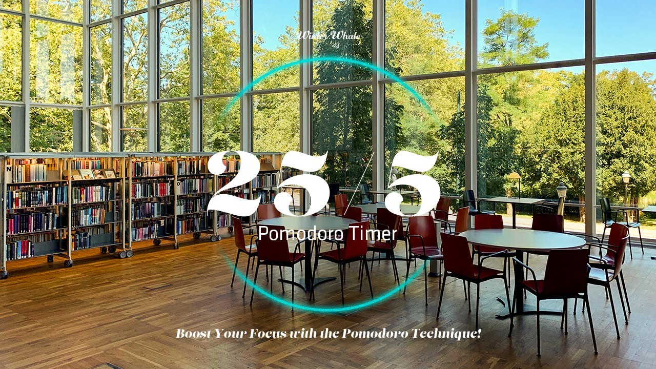 Pomodoro Timer 25/5 - Forest Library Ambience | Deep Focus, Studying, Working | 뽀모도로 25/5