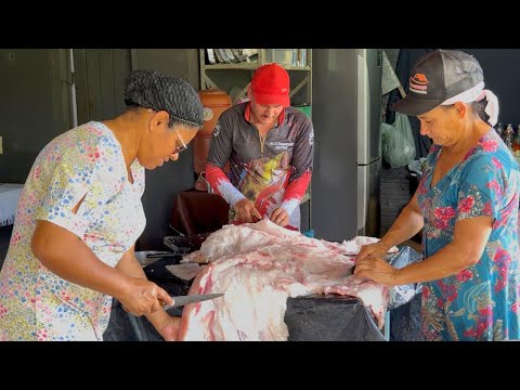 MUTIRÃO DO PORCO CAIPIRA NA FAZENDA CACHOEIRA - JARAGUÁ GOIÁ S