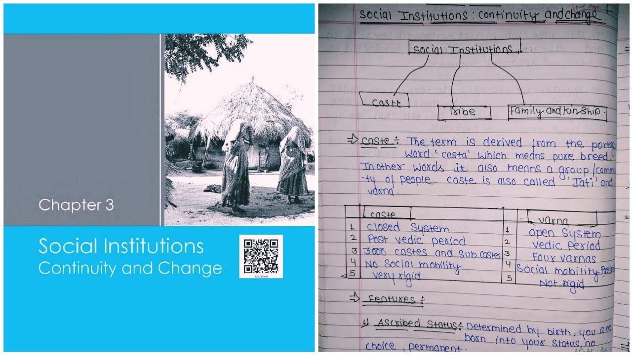 Social Institutions: Continuity and Change – CBSE Notes for Class 12 Sociology ch. 3