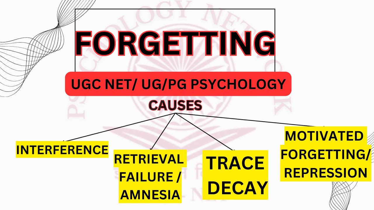 CAUSES OF FORGETTING | TRACE DECAY | MOTIVATED FORGETTING | AMNESIA | INTERFERENCE | UGCNET PSYCH