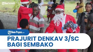 Prajurit Denkav 3/SC Bagi Sembako ke Masyarakat di Kampung Jayanti Mimika Papua Tengah