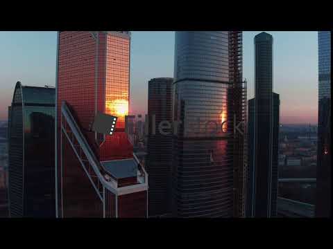 Sunset reflected in a mirror skyscraper